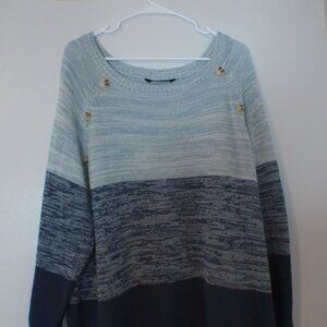 BloomChic Colorblock Button Shoulder Sweater – Women’s Plus Size US 18/20 – Blue